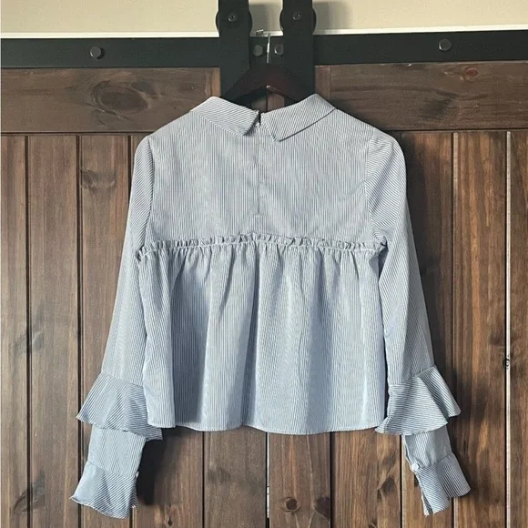 On Twelfth Blue and White Striped Shirt - Picture 3 of 10